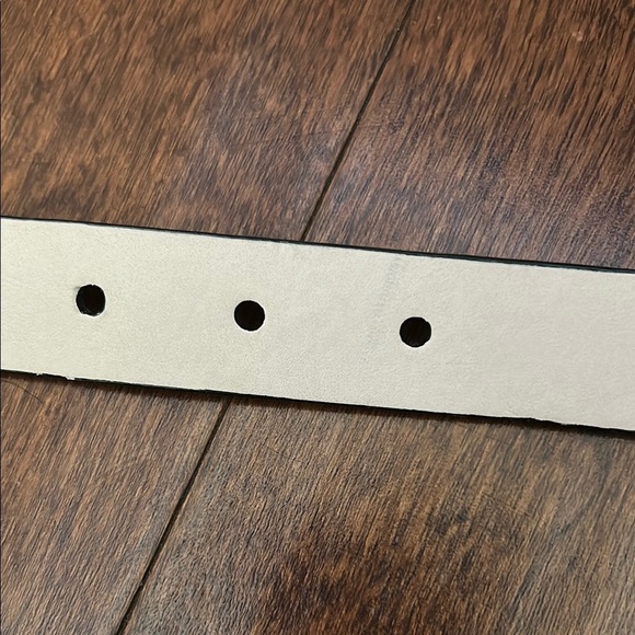 Calvin Klein Ivory Leather Belt with Black Lace Stripes and Gold Hardware - Picture 14 of 14